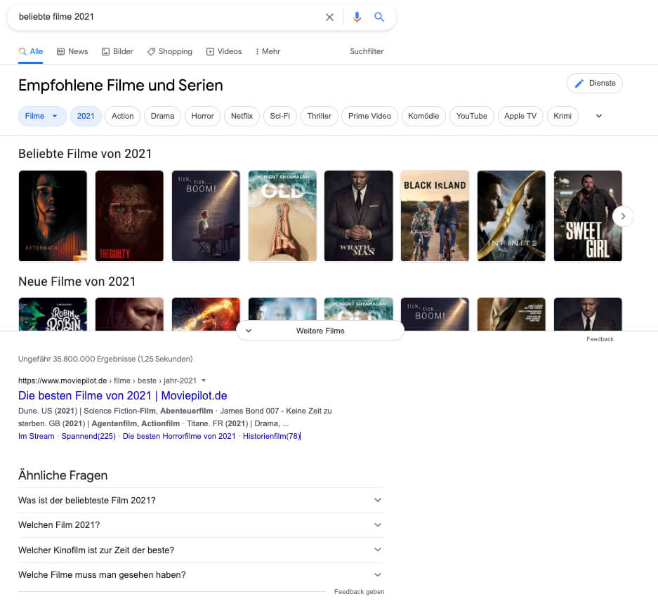 No-Click-Ergebnisse auf Google