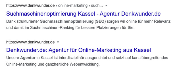 Meta Beschreibungen von Webseiten in der Google Suchnaschine