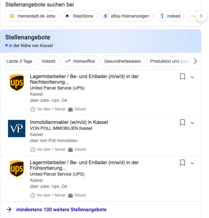 Stellenanzeigen auf Google