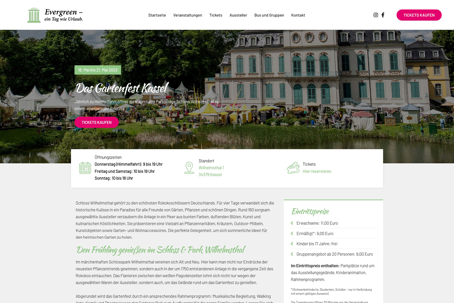 Detailseite für das Gartenfest in Kassel