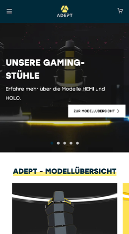 Mobile Ansicht der Startseite ADEPT
