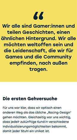 Mobile Ansicht der Über uns-Seite