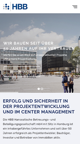Mobile Ansicht der Startseite HBB