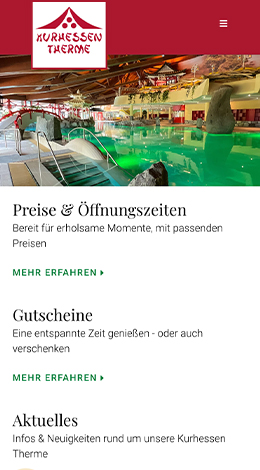 Mobile Ansicht der Kurhessen Therme Startseite