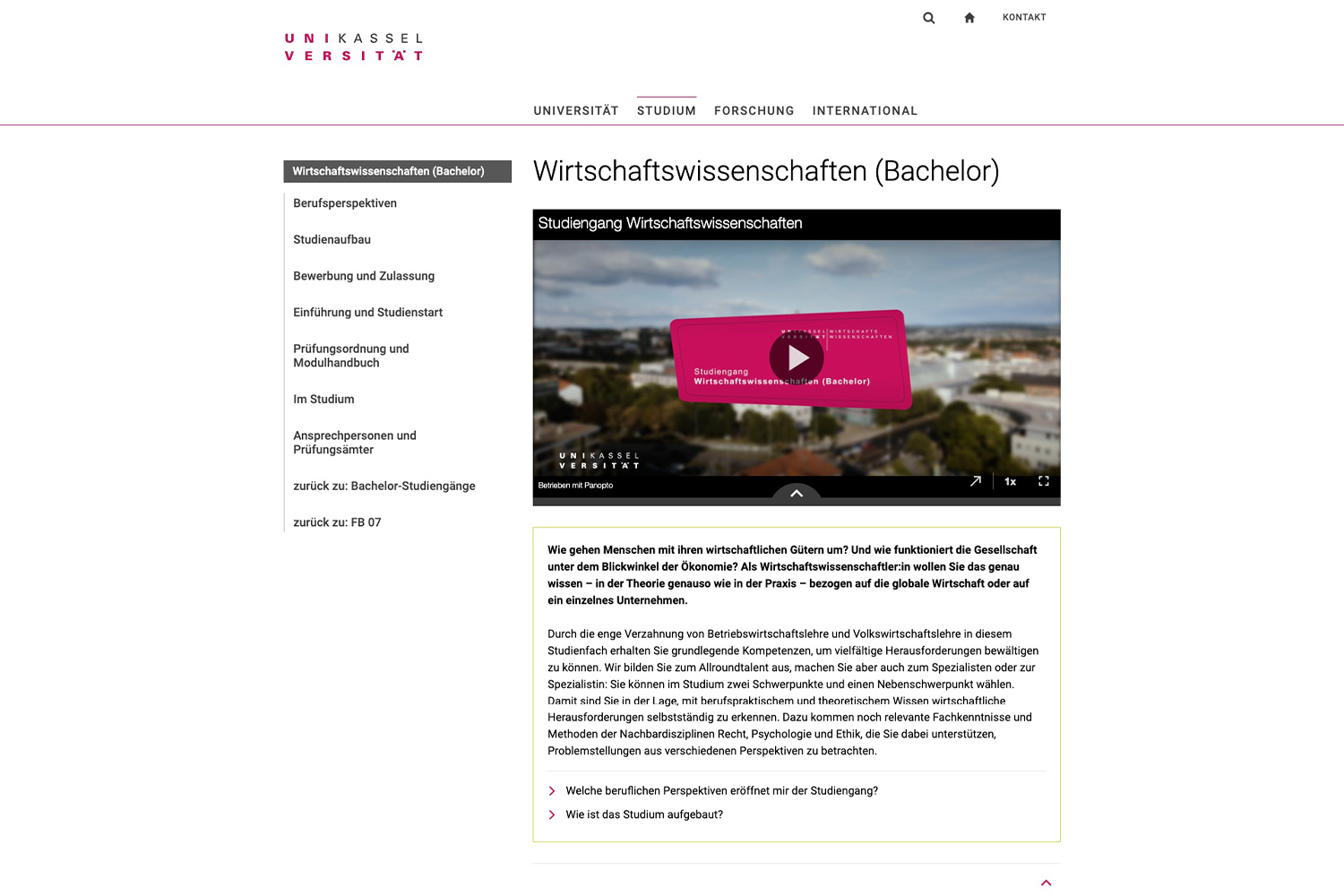 Allgemeine Informationen zum Studiengang Wirtschaftswissenschaften