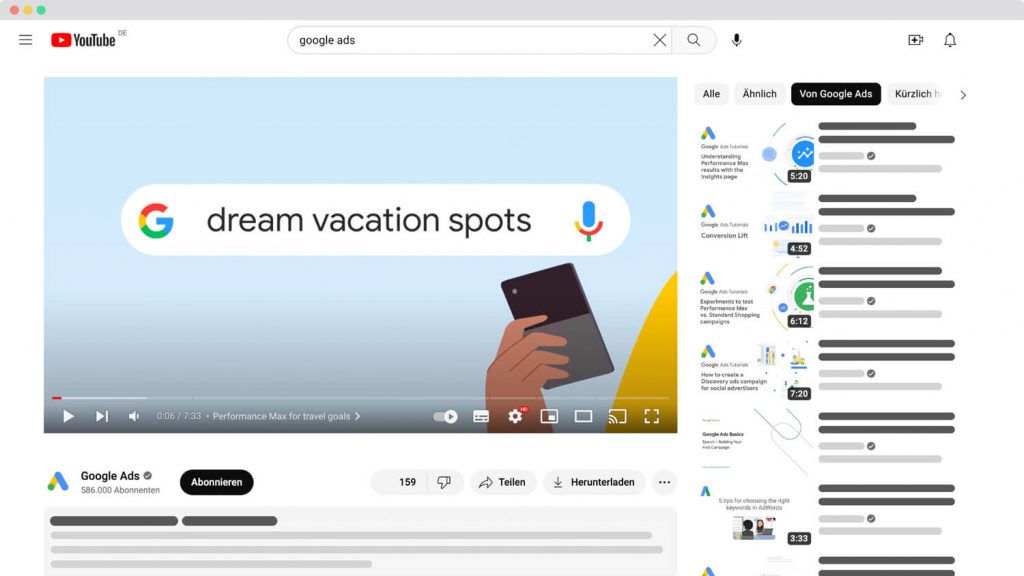 Google Videoanzeige